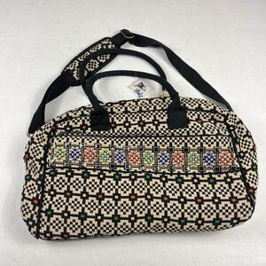 Jean-Louis Scherrer Beaded Boho Casual Duffle Bag Travel Shoulder Tapestry Print